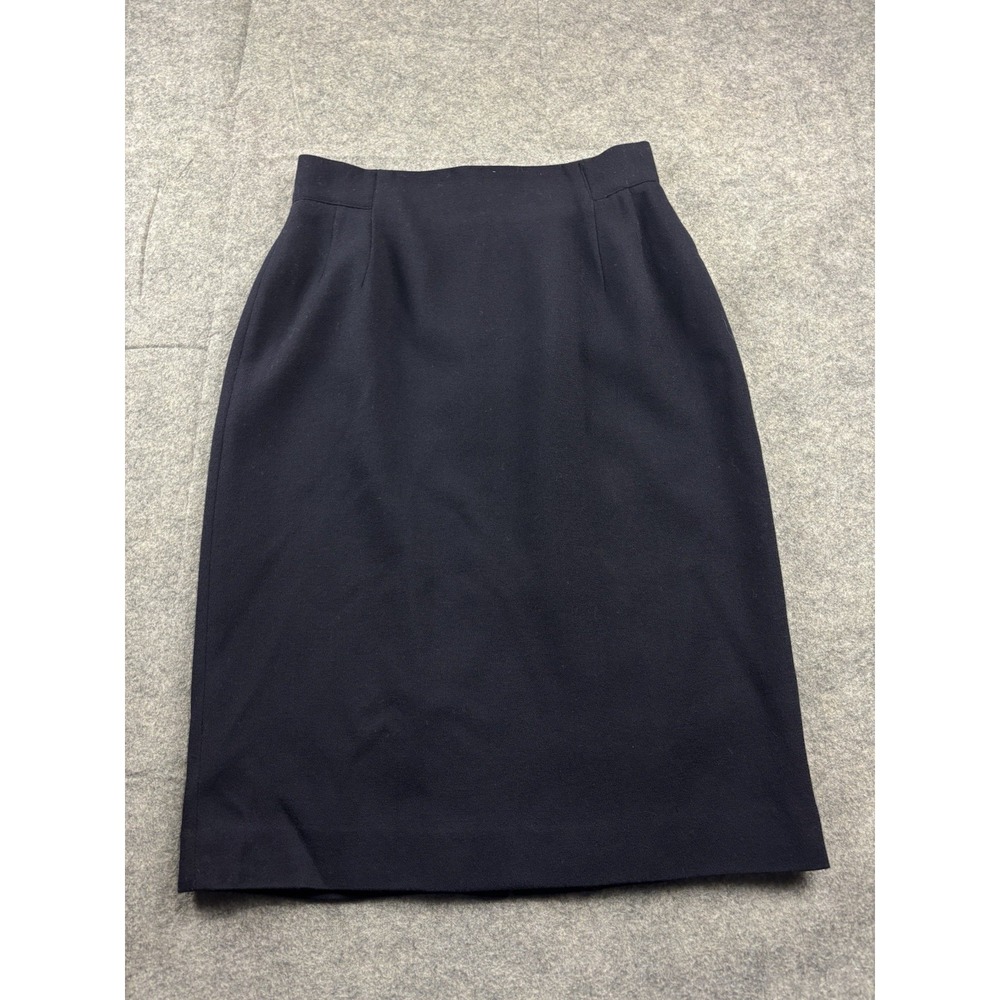 Georgiou Studio Women 10/M Navy 100% Wool Lined Knee Length Pencil Skirt VTG 90s